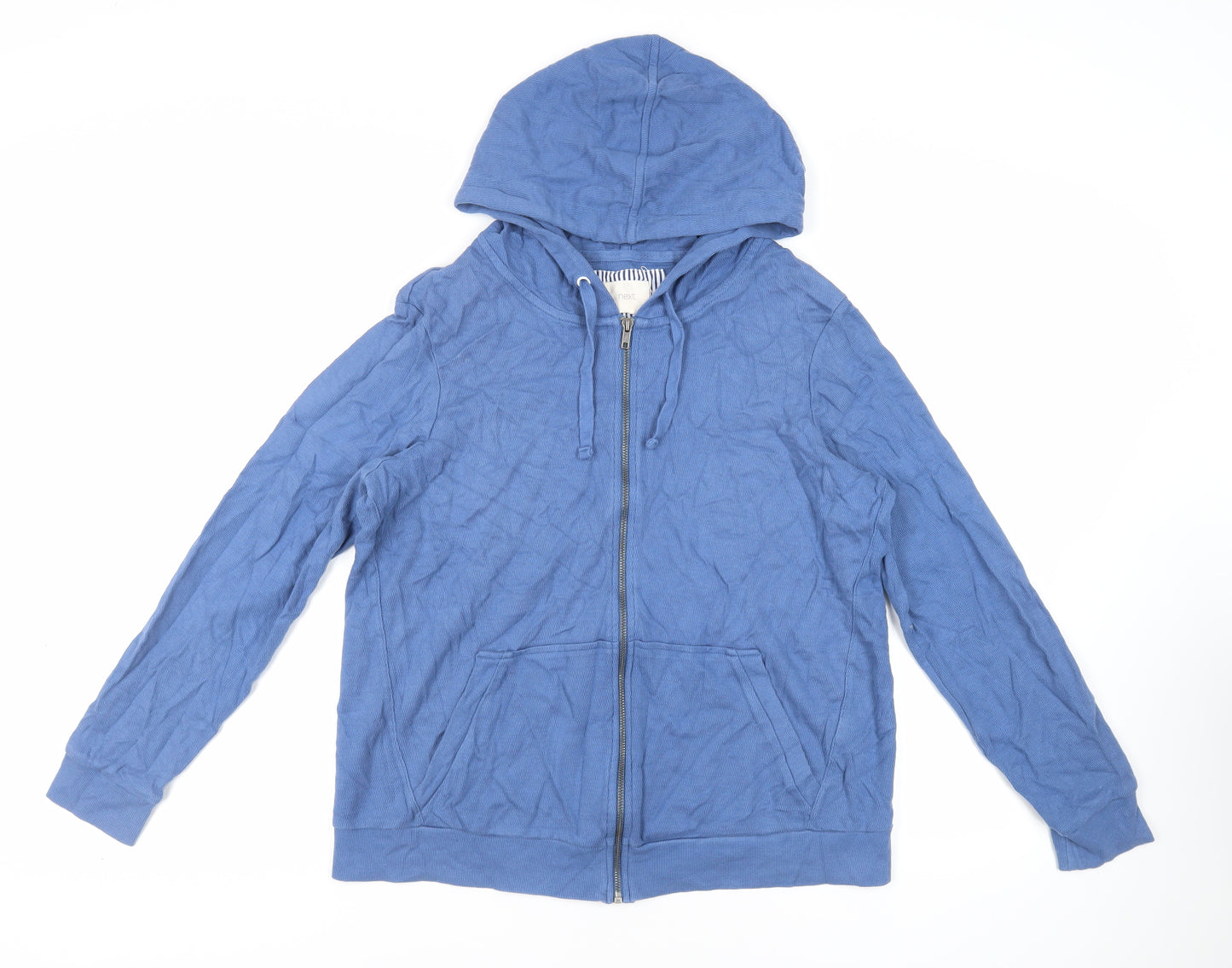 NEXT Womens Blue Cotton Full Zip Hoodie Size 16 Zip - Pockets