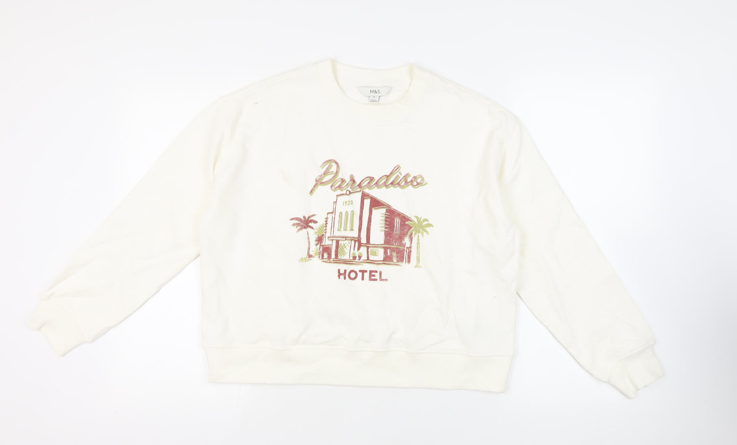 Marks and Spencer Womens White Cotton Pullover Sweatshirt Size M Pullover - Paradiso Hotel