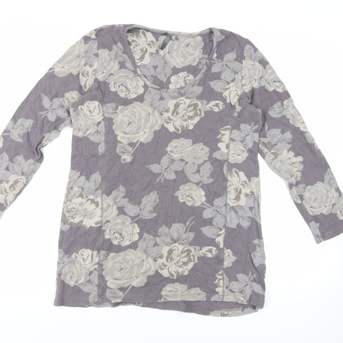 NEXT Womens Grey Floral Cotton Pullover Sweatshirt Size 16 Pullover - Lightweight