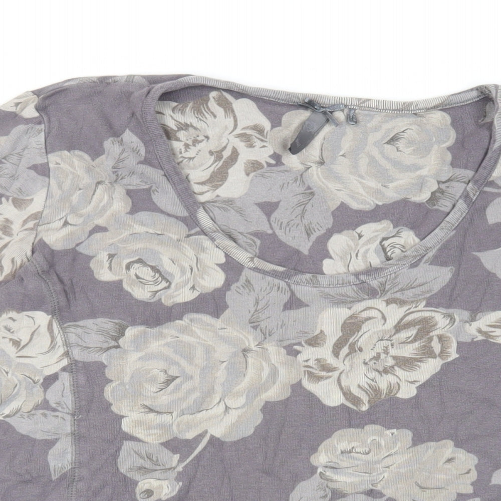 NEXT Womens Grey Floral Cotton Pullover Sweatshirt Size 16 Pullover - Lightweight