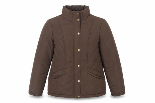 Front view of BHS women’s brown jacket, size UK 14, zip