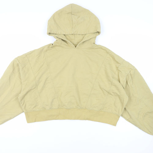 PRETTYLITTLETHING Womens Yellow Cotton Pullover Hoodie Size S Pullover - Oversized