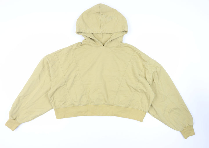 PRETTYLITTLETHING Womens Yellow Cotton Pullover Hoodie Size S Pullover - Oversized