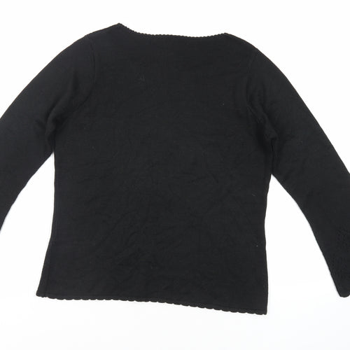 BHS Womens Black Square Neck Acrylic Pullover Jumper Size 14