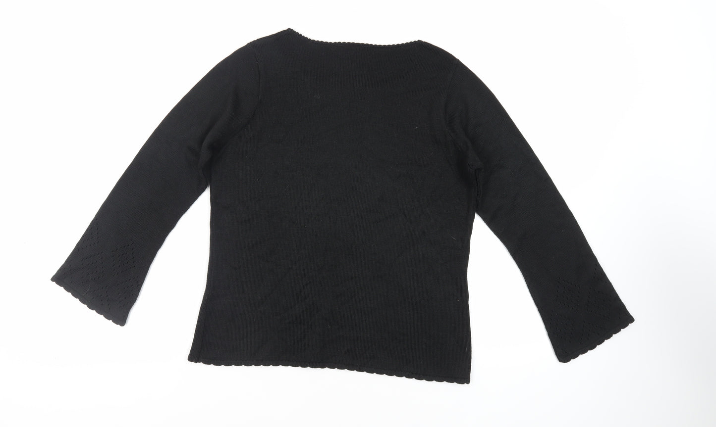 BHS Womens Black Square Neck Acrylic Pullover Jumper Size 14