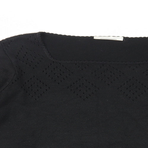 BHS Womens Black Square Neck Acrylic Pullover Jumper Size 14