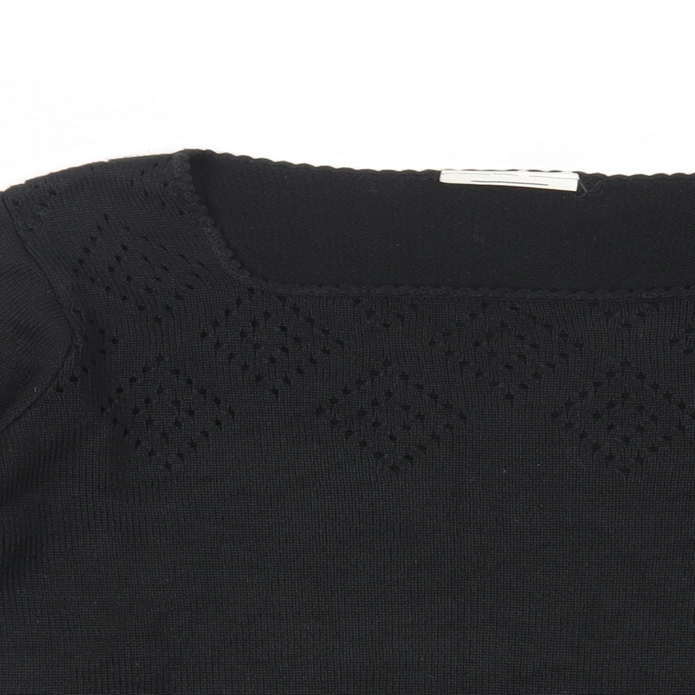 BHS Womens Black Square Neck Acrylic Pullover Jumper Size 14