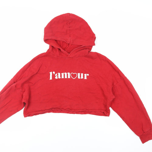 Divided by H&M Womens Red Cotton Pullover Hoodie Size S Pullover - L'Amour Cropped