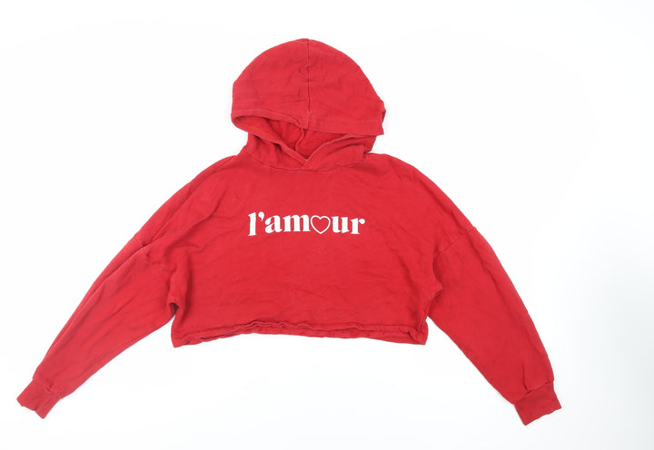 Divided by H&M Womens Red Cotton Pullover Hoodie Size S Pullover - L'Amour Cropped