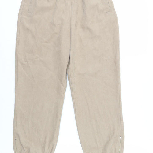 Zara Womens Beige Polyester Jogger Trousers Size S L26 in Regular - Elasticated Waist