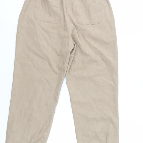 Zara Womens Beige Polyester Jogger Trousers Size S L26 in Regular - Elasticated Waist