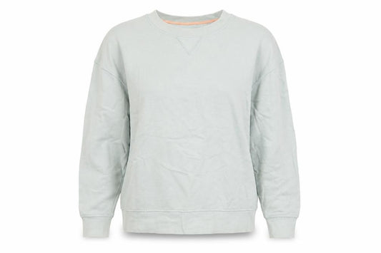 Front view of COS women’s green cotton pullover sweatshirt, size XS, pullover