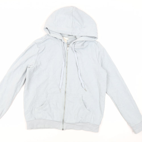 H&M Womens Blue Cotton Full Zip Hoodie Size S Zip - Pockets
