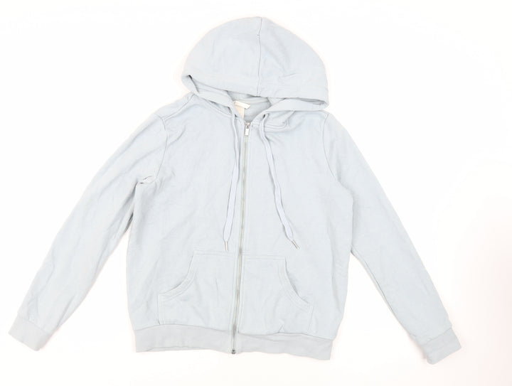H&M Womens Blue Cotton Full Zip Hoodie Size S Zip - Pockets