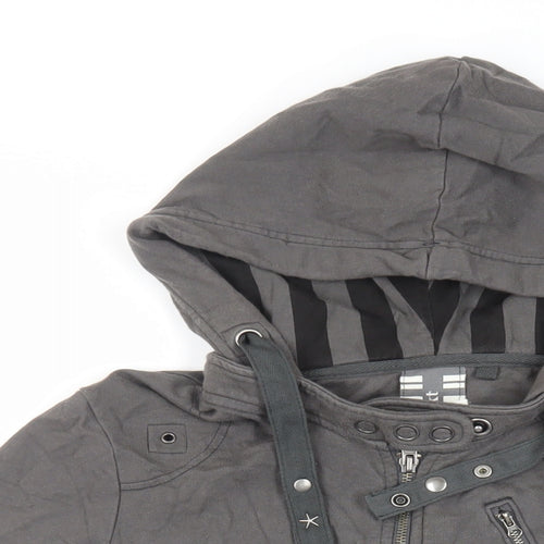 NEXT Womens Grey Cotton Full Zip Hoodie Size 14 Zip - Pockets