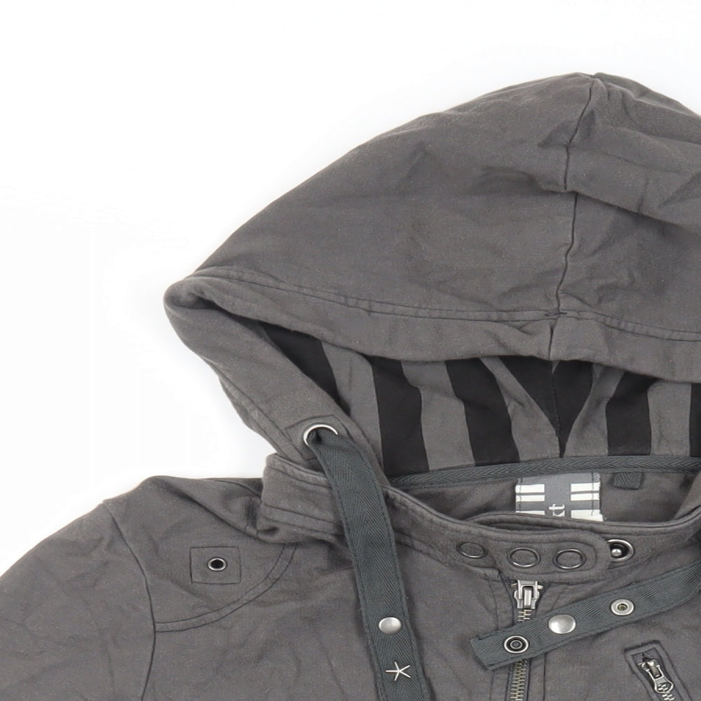 NEXT Womens Grey Cotton Full Zip Hoodie Size 14 Zip - Pockets