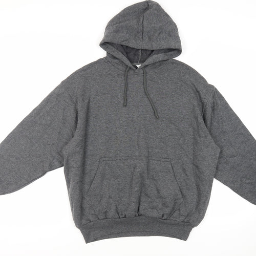 C&A Mens Grey Acrylic Pullover Hoodie Size M - Pockets