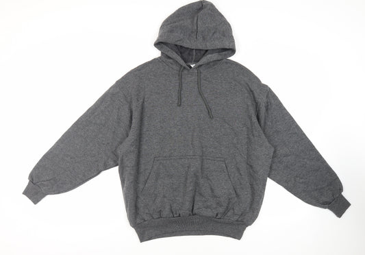 C&A Mens Grey Acrylic Pullover Hoodie Size M - Pockets