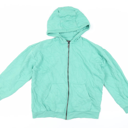 NEXT Girls Green Cotton Full Zip Hoodie Size 12 Years Zip - Pockets