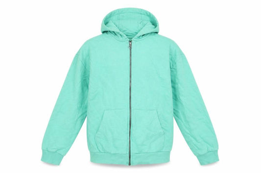 Front view of Next girls’ green cotton full zip hoodie, size 12, years zip - pockets