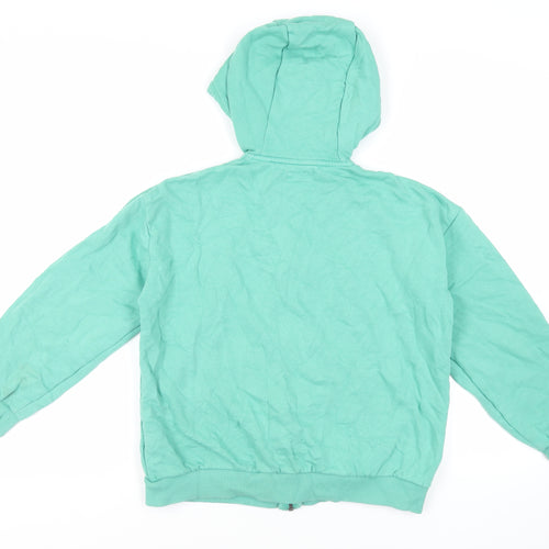 NEXT Girls Green Cotton Full Zip Hoodie Size 12 Years Zip - Pockets