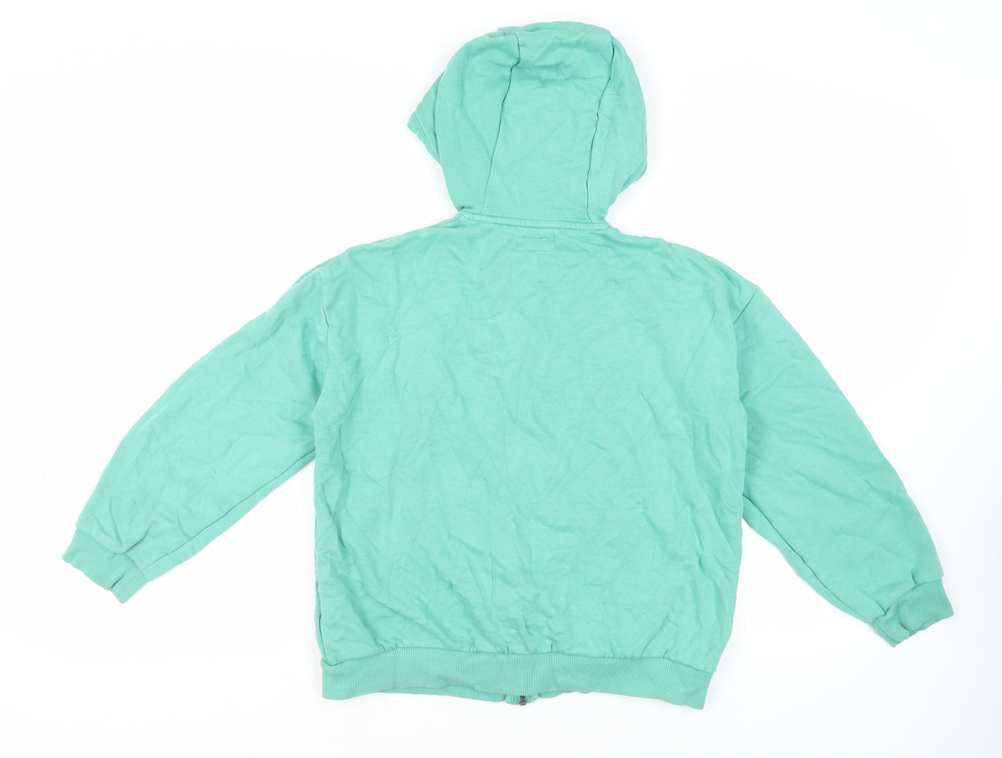 NEXT Girls Green Cotton Full Zip Hoodie Size 12 Years Zip - Pockets