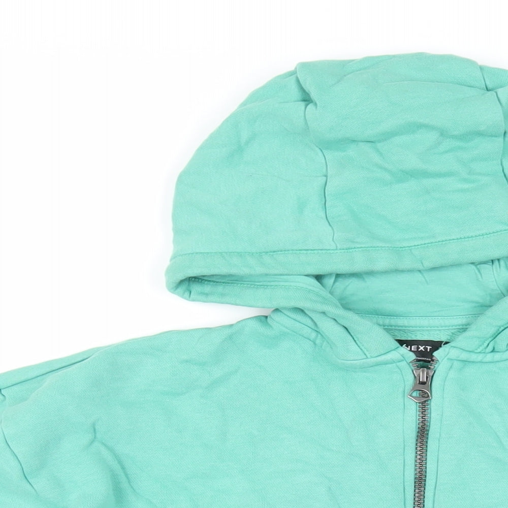 NEXT Girls Green Cotton Full Zip Hoodie Size 12 Years Zip - Pockets