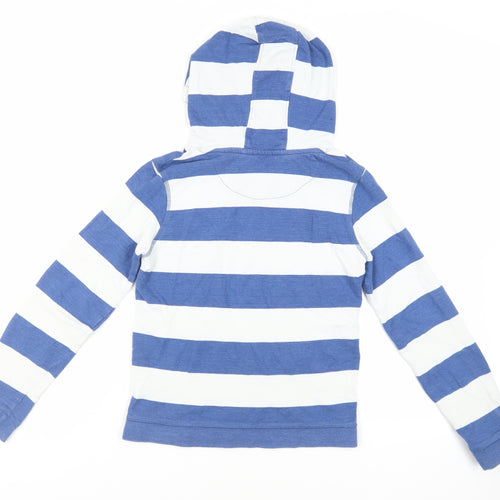 John Lewis Boys Blue Striped Cotton Pullover Hoodie Size 11 Years Pullover - Pockets