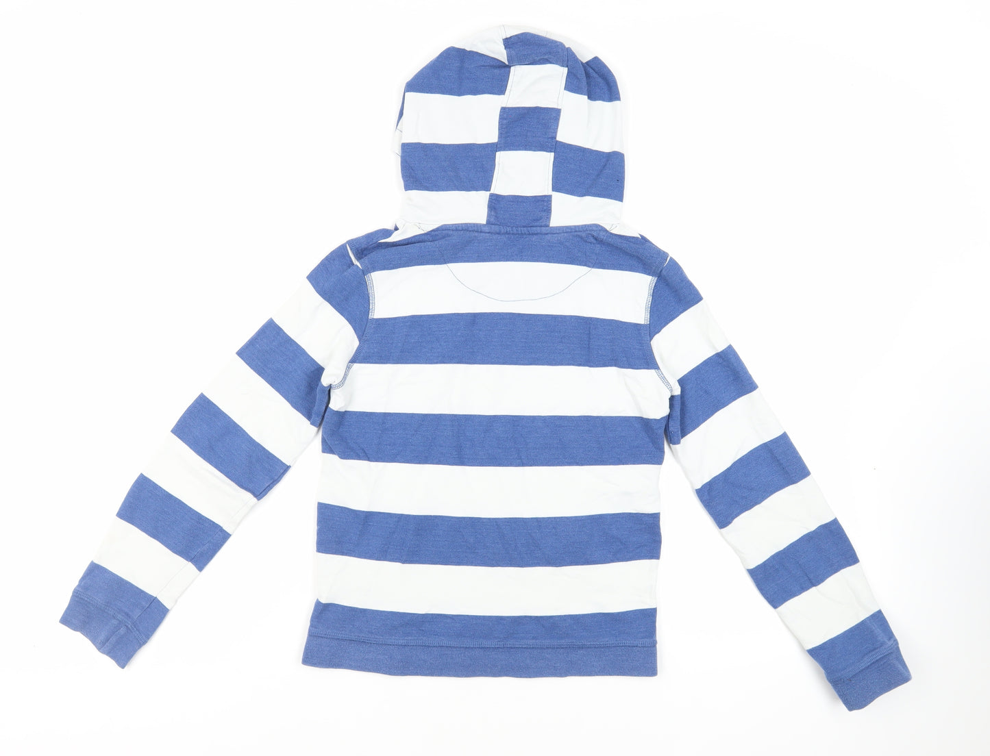John Lewis Boys Blue Striped Cotton Pullover Hoodie Size 11 Years Pullover - Pockets