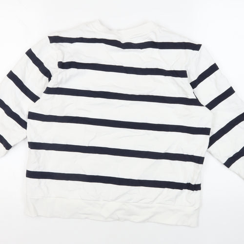 Marks and Spencer Womens White Striped Cotton Pullover Sweatshirt Size M Pullover