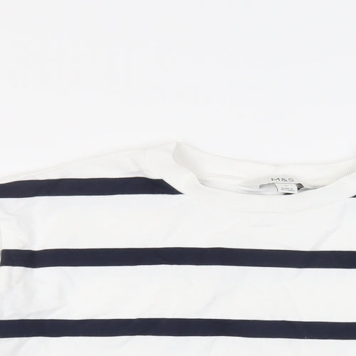 Marks and Spencer Womens White Striped Cotton Pullover Sweatshirt Size M Pullover