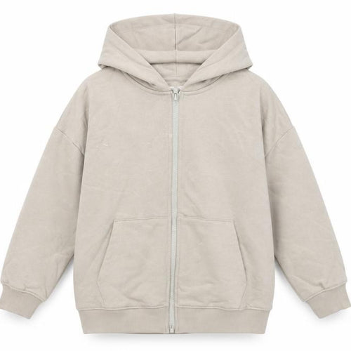 Marks and Spencer Girls Beige Cotton Full Zip Hoodie Size 8-9 Years Zip - Pockets