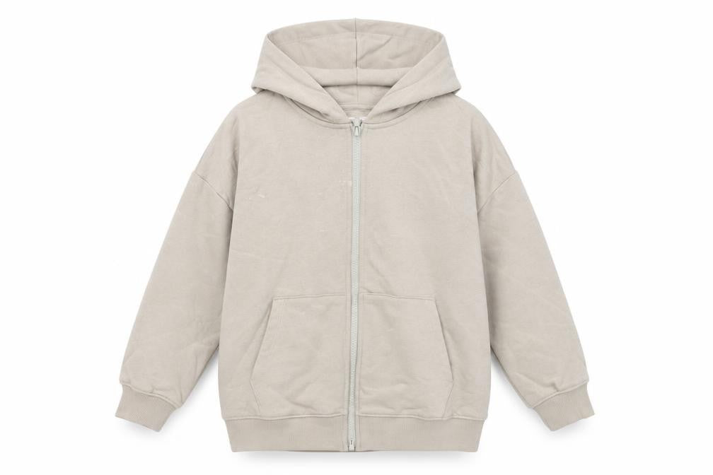 Marks and Spencer Girls Beige Cotton Full Zip Hoodie Size 8-9 Years Zip - Pockets