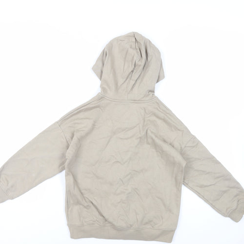 Marks and Spencer Girls Beige Cotton Full Zip Hoodie Size 8-9 Years Zip - Pockets