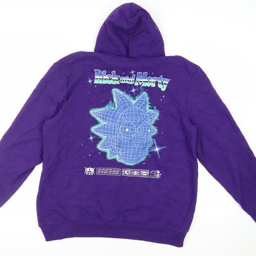 H&M Mens Purple Cotton Pullover Hoodie Size XL - Rick and Morty