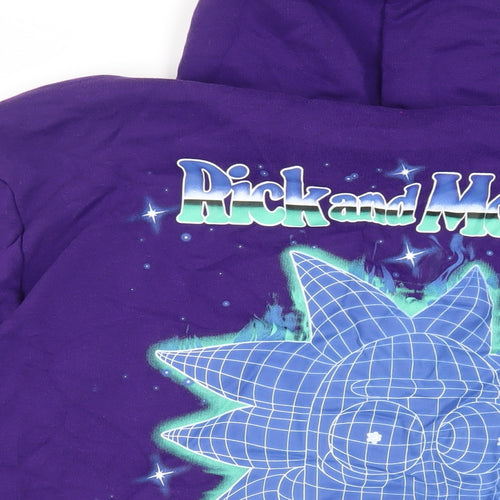 H&M Mens Purple Cotton Pullover Hoodie Size XL - Rick and Morty