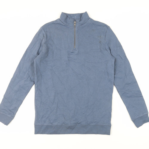 Marks and Spencer Boys Blue Cotton Pullover Sweatshirt Size 13-14 Years Zip