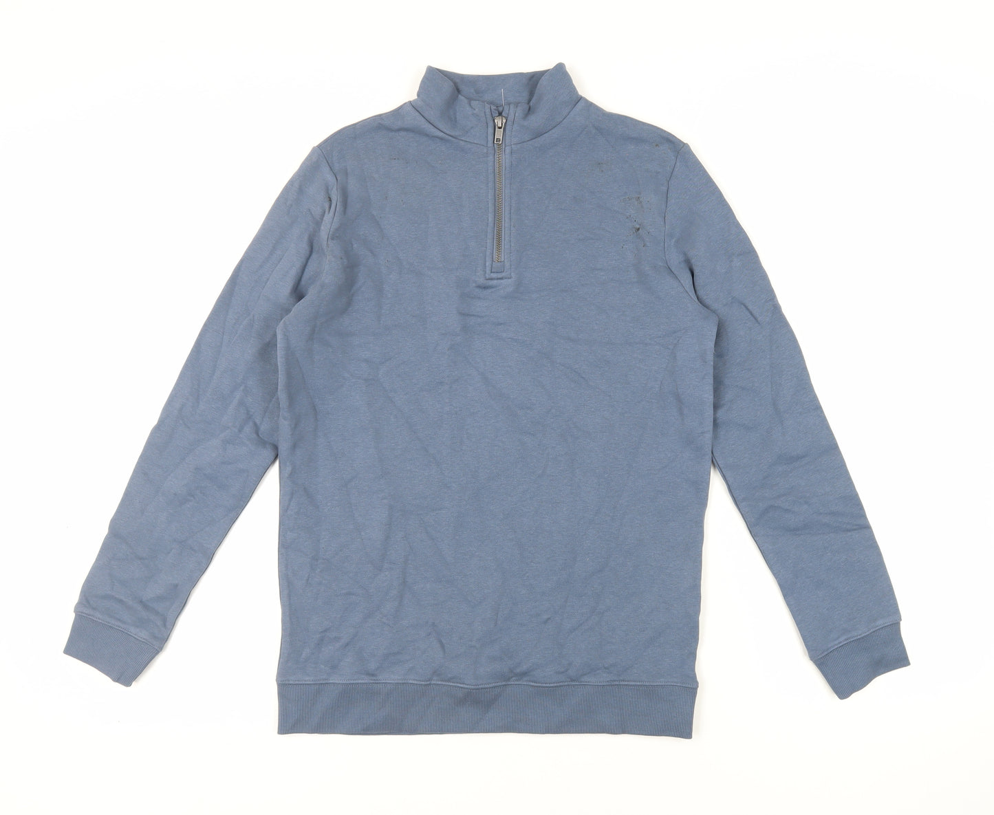Marks and Spencer Boys Blue Cotton Pullover Sweatshirt Size 13-14 Years Zip