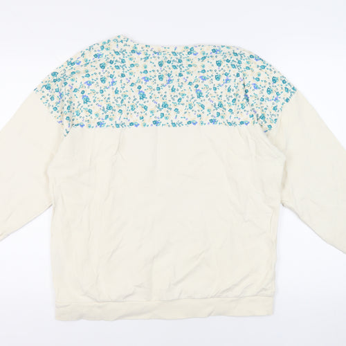 River Island Womens Ivory Floral Cotton Pullover Sweatshirt Size M Pullover