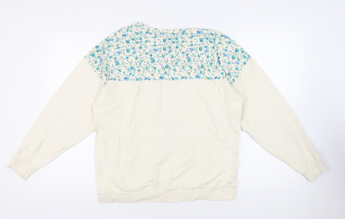 River Island Womens Ivory Floral Cotton Pullover Sweatshirt Size M Pullover