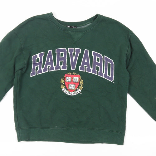 Zara Womens Green Cotton Pullover Sweatshirt Size M Pullover - Harvard