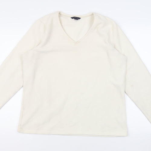 Lands' End Womens Ivory Polyester Pullover Sweatshirt Size L Pullover