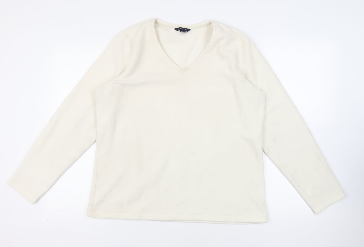 Lands' End Womens Ivory Polyester Pullover Sweatshirt Size L Pullover