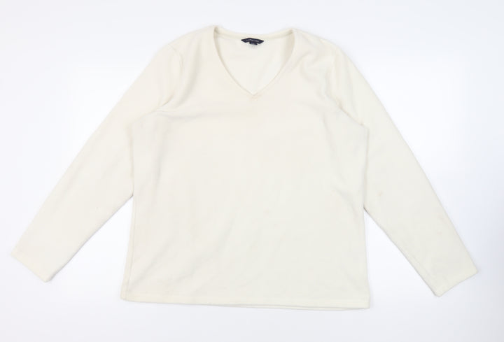 Lands' End Womens Ivory Polyester Pullover Sweatshirt Size L Pullover