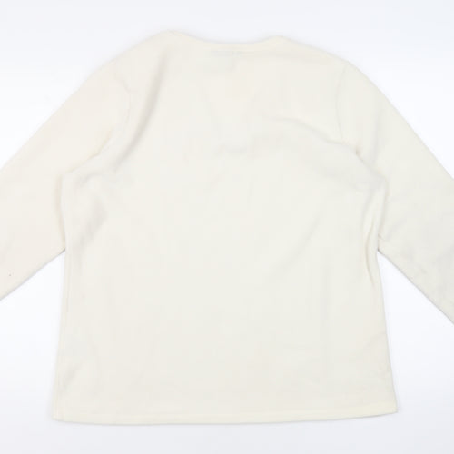Lands' End Womens Ivory Polyester Pullover Sweatshirt Size L Pullover
