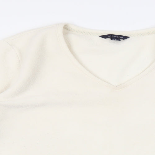 Lands' End Womens Ivory Polyester Pullover Sweatshirt Size L Pullover