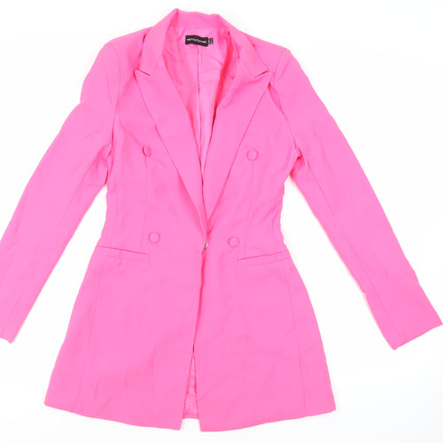 PRETTYLITTLETHING Womens Pink Jacket Blazer Size 6 Snap