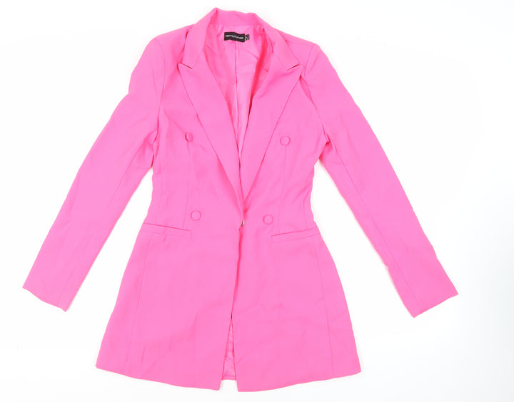 PRETTYLITTLETHING Womens Pink Jacket Blazer Size 6 Snap