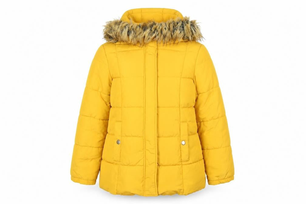 Front view of Very women’s yellow jacket, size UK 16, zip - hooded