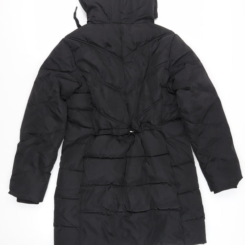 Capsule Womens Black Quilted Coat Size 12 Zip - Hooded
